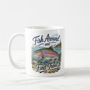 Caneca De Café Peixe ao Redor e Encontre Truta Citação Divertida 