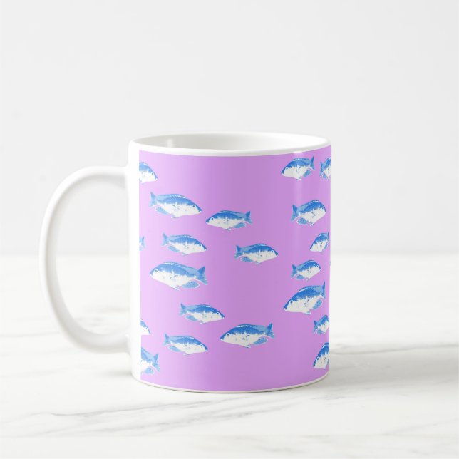 Caneca De Café Peixe azul em lilás (Esquerda)