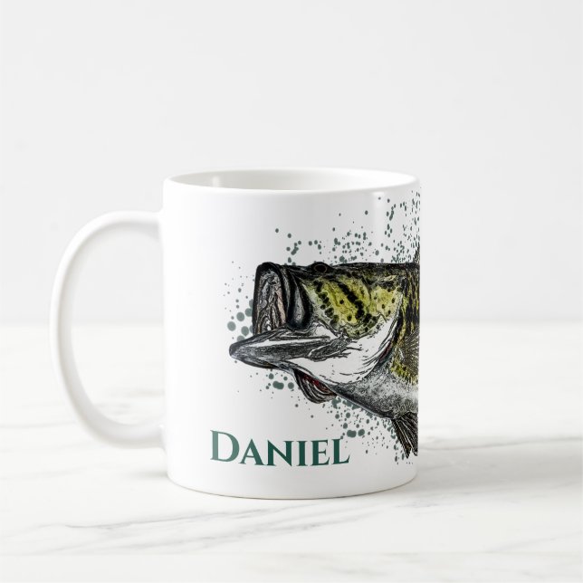 Caneca De Café Peixe-Bass Russo Personalizado (Esquerda)