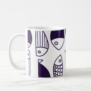 Caneca De Café Peixe bonito. O passado infantil. Um padrão perfei