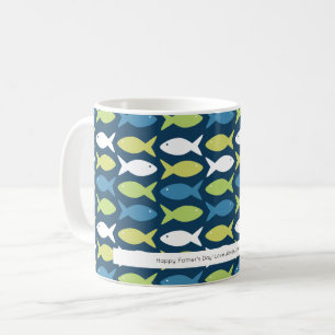 Caneca De Café Peixe Cinto Azul Amarelo Verde Personalizado