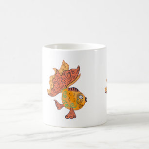 Caneca De Café Peixe Dourado Arte Popular Caprichosa Fantasia B