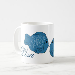 Caneca De Café Peixe duplo personalizante