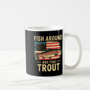 Caneca De Café Peixe Em Volta E Encontre Truta Engraçado Pescaria