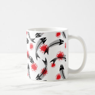 Caneca De Café peixe-esqueleto de halloween