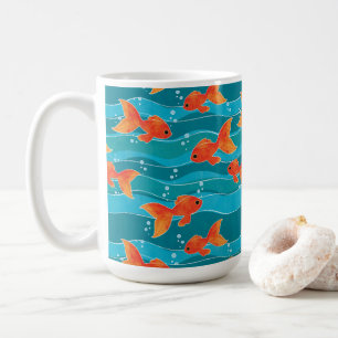 Caneca De Café Peixe-gato-do-mato-doce e padrão-água