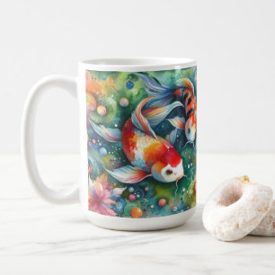 Caneca De Café Peixe-Koi Colorido Aquarela Laranja
