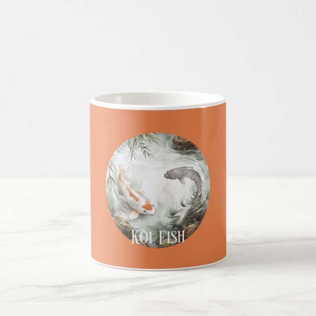 Caneca De Café Peixe Koi Laranja Branco (Centro)