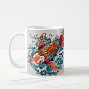 Caneca De Café Peixe Koi, Linda Carpa Japonesa, Personalizado