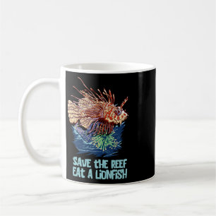 Caneca De Café Peixe-Leão Salva O Recife Coma Leão Engraçado Cute