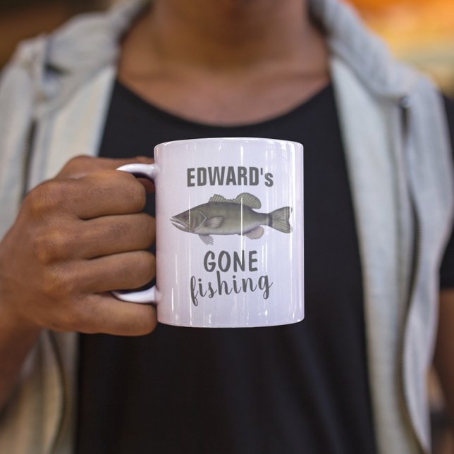 Caneca De Café Peixe moderno pescador de peixe abandonado (Criador carregado)