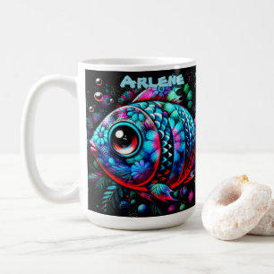 Caneca De Café Peixe Náutico Personalizado com Olhos Grandes e Ca
