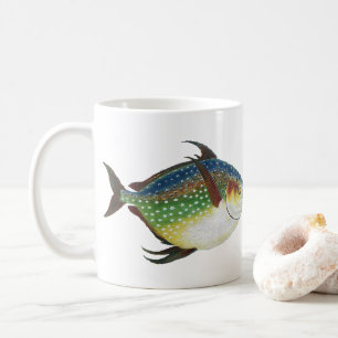 Caneca De Café Peixe Opah Tropical, Animal Aquático Marinho Vinta