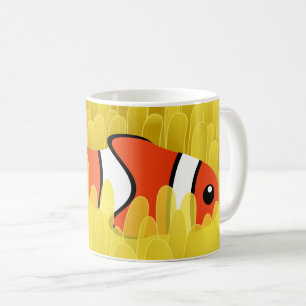 Caneca De Café Peixe-palha giro e belo anêmono-amarelo