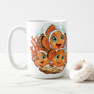 Caneca De Café Peixe palhaço Desenho animado Fofo Família Subaquá