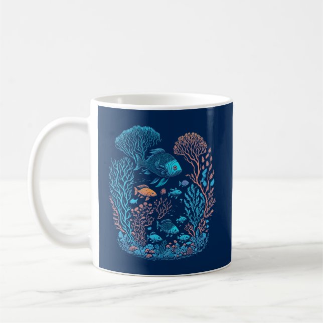 Caneca De Café Peixe-recife de coral azul (Esquerda)