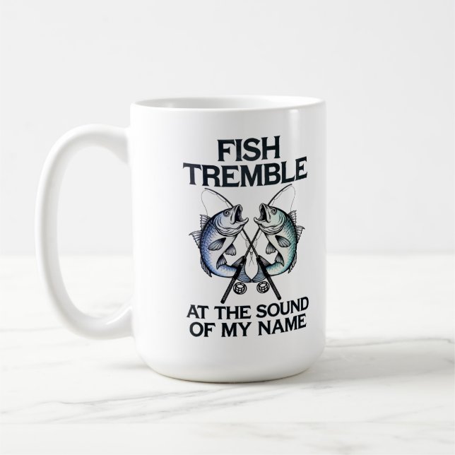 Caneca De Café "Peixe Tremble Funny Fish Cote Design para Angle (Esquerda)