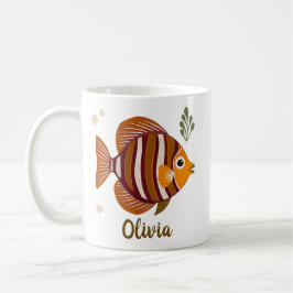 Caneca De Café Peixe Tropical Marrom Moderno