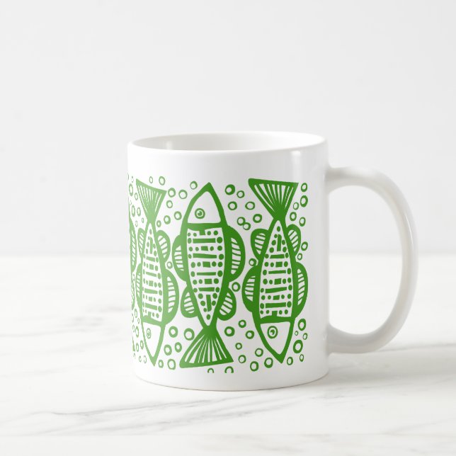 Caneca De Café Peixe - Verde Avocado (Direita)