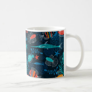 Caneca De Café Peixes Coloridos no Oceano
