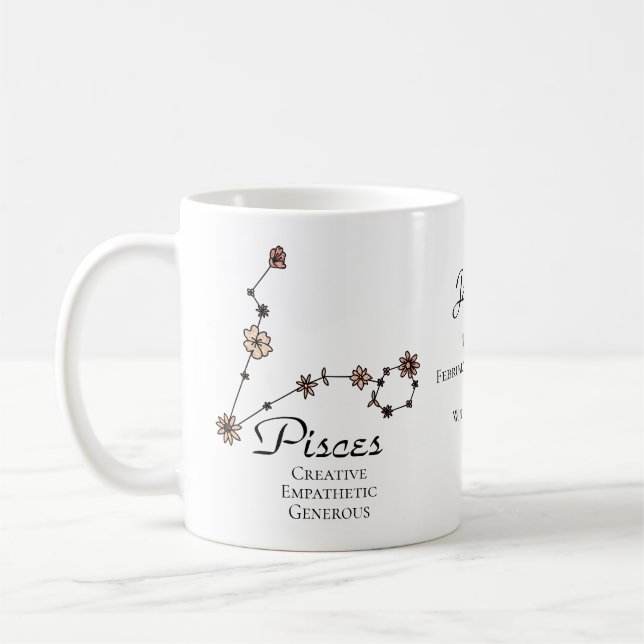 Caneca De Café Peixes Constelação da Flor de Sinal Zodiac Star (Esquerda)