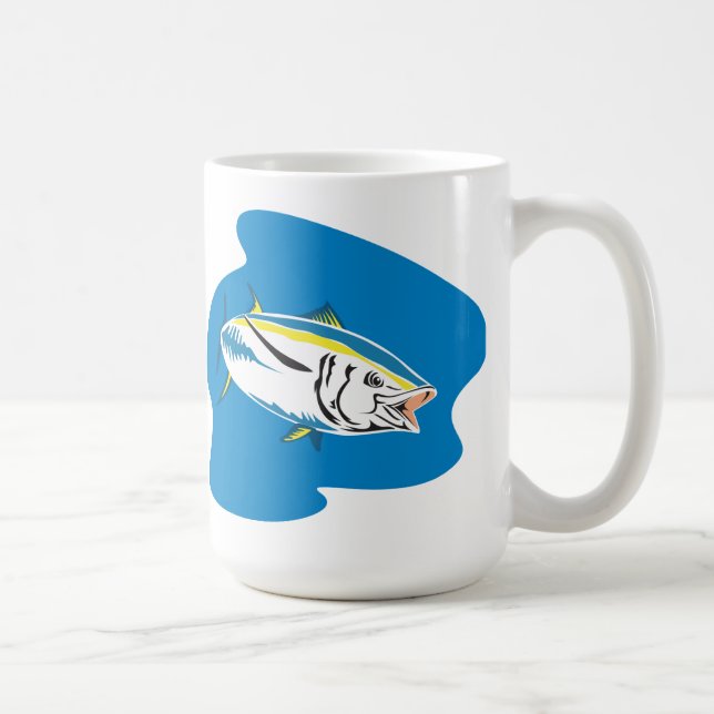 Caneca De Café Peixes de atum amarelos da aleta retros (Direita)