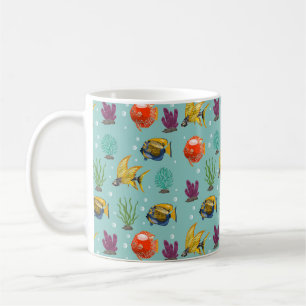 Caneca De Café Peixes de desenho animado, bonitos e coloridos, co
