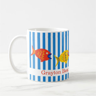 Caneca De Café Peixes De Peixe Marinho Coloridos Personalizados