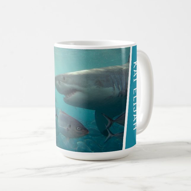 Caneca De Café Peixes de Tubarão Branco excelente Submarinos Gran (Frente Esquerda)