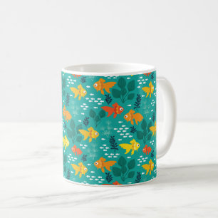 Caneca De Café Peixes Dourados no Aquário