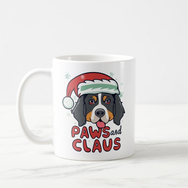 Caneca De Café Peixes e Claus - Cachorro Bernês de Natal (Esquerda)