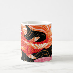 Caneca De Café Peixes Koi Elegantes Aquarela Japonesa
