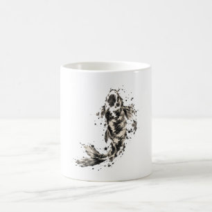 Caneca De Café Peixes Koi Japoneses – Arte e Tinta Tradicionais J