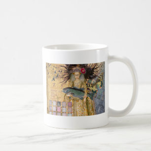 Caneca De Café Peixes Mulher Vintage Gótico Clássico 