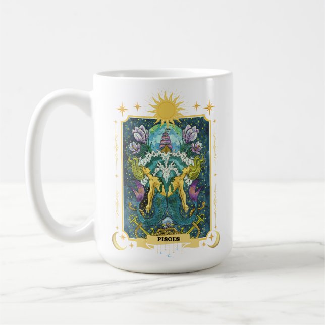 Caneca De Café Peixes Símbolo Zodiac 15 oz (Esquerda)