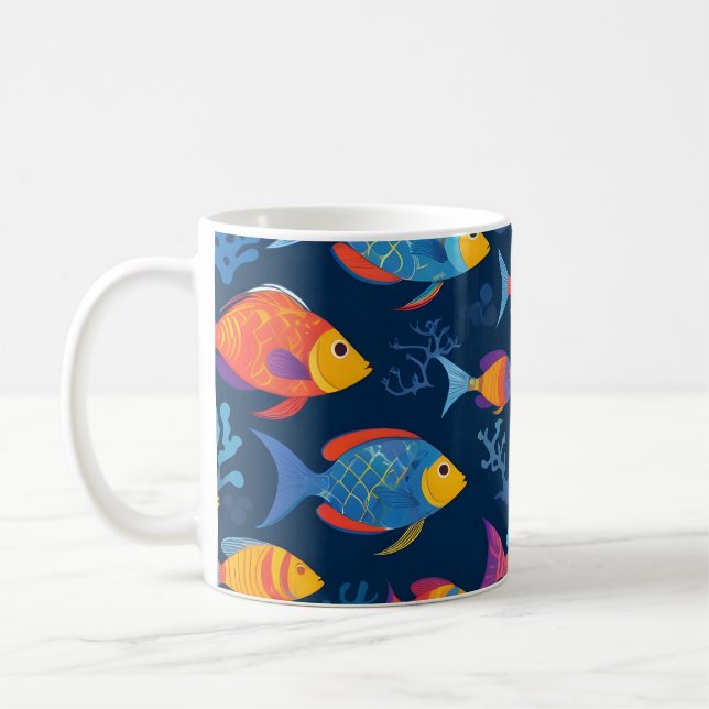 Caneca De Café Peixes tropicais coloridos (Esquerda)