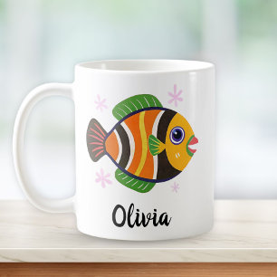 Caneca De Café Peixes Tropicais Coloridos Personalizados Divertid