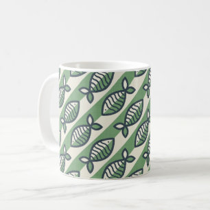 Caneca De Café Peixes verdes e cinzas de retro a frio