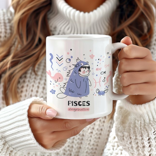 Caneca De Café Peixes: Zodiac Mug, Cute Peixes Mug, Astrologia (Criador carregado)