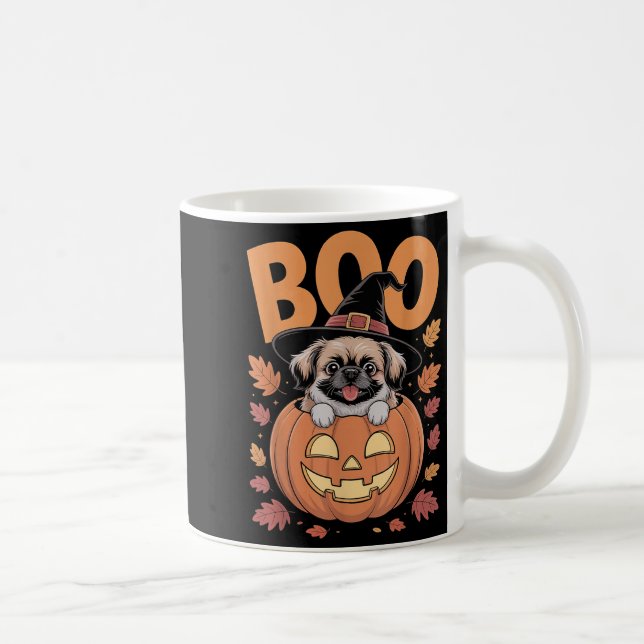Caneca De Café Peke Costume On Pumpkin Halloween Pekingese  (Direita)