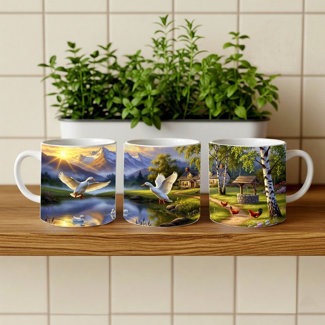 Caneca De Café Pekin Ducks Digital Painting Mug Design (Criador carregado)