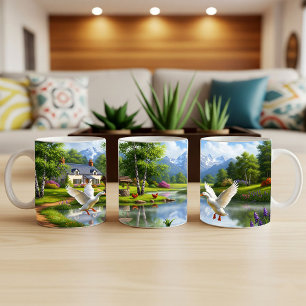 Caneca De Café Pekin Ducks Digital Painting Mug Design