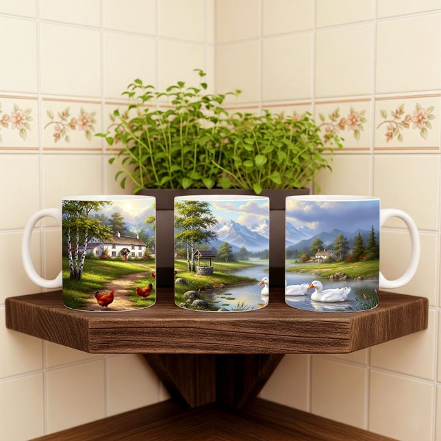 Caneca De Café Pekin Ducks Digital Painting Mug Design (Criador carregado)