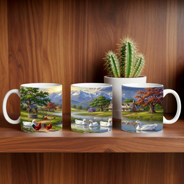 Caneca De Café Pekin Ducks Digital Painting Mug Design (Criador carregado)