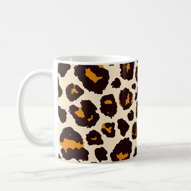 Caneca De Café Pele Chita, Textura Impressa De Animais. (Esquerda)