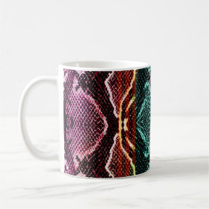 Caneca De Café Pele cobra colorida, impressão animal.