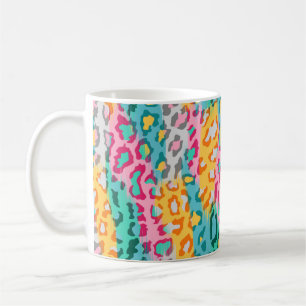 Caneca De Café Pele de animais Abstrato-leopardo colorida.