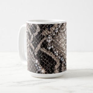 Caneca De Café Pele de Cobra Cristal Prata Luxo