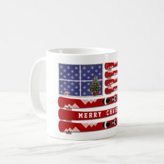 Caneca De Café Pele de Natal e Bandeira Snow USA