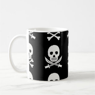Caneca De Café Pele Pirata Cruzando Ossos Padrão Invisível